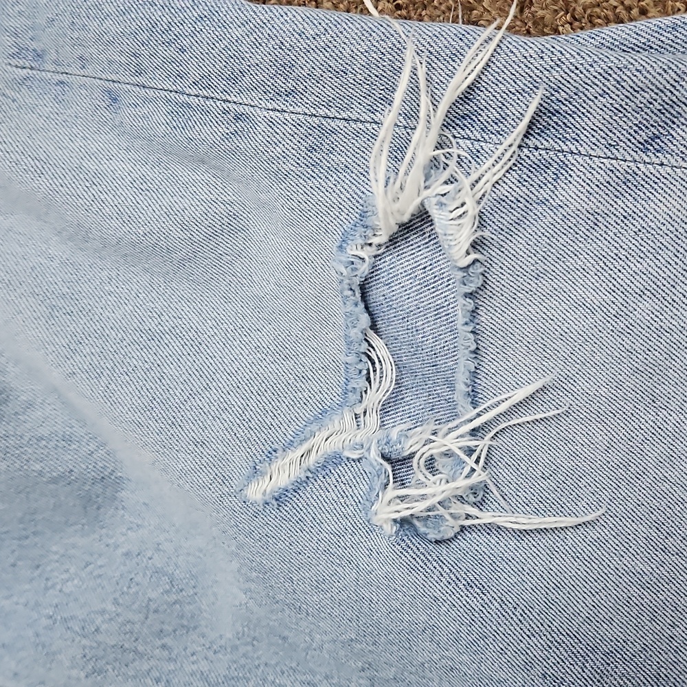 AGOLDE High Rise 100% Cotton Sz 25 Distressed Destroyed Ripped Knee Jeans - Picture 5 of 7